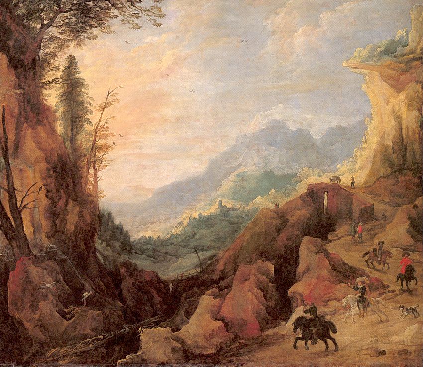 Mountainous Landscape with a Bridge and Four Horsemen